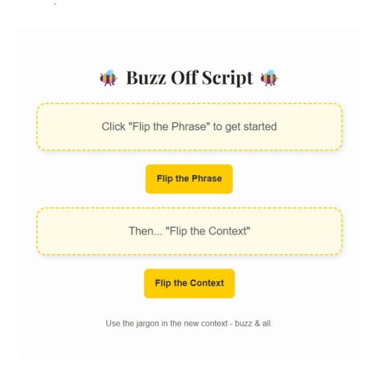 Buzz Off Script – We Are Biljka